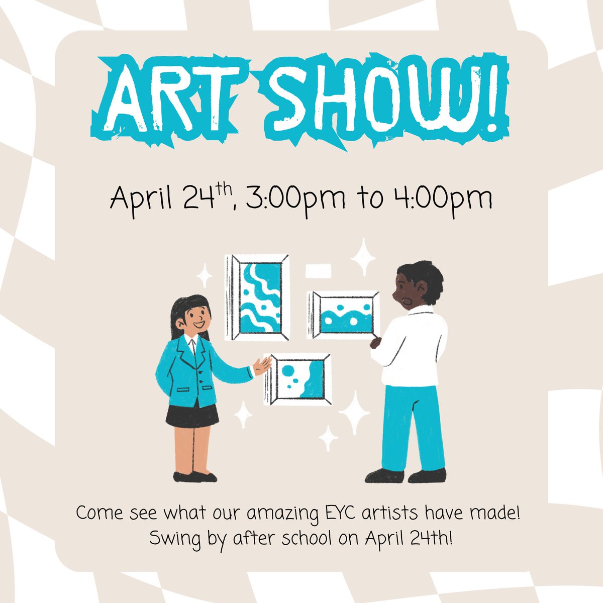 AcademyEyc's tweet image. Our EYC artists have been hard at work and now it’s time to share it.

Come support their efforts, take in the artwork and be part of a space filled with creativity and expression!

#WeAreEYC #EYCAcademy #StudentCentered #LearnYourWay #SmallSchoolBigImpact #EYCArtists #StudentArt