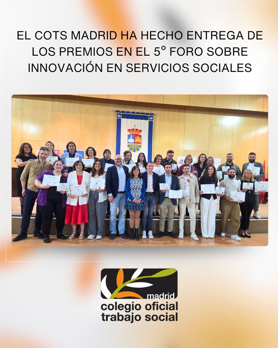 ColegioTSMadrid's tweet photo. El COTS Madrid ha estado presente en la V Edición de @FuenlaSocial, el Foro sobre Innovación en Servicios Sociales, participando en la entrega de premios a iniciativas destacadas del sector.

Desde el COTS Madrid, seguimos apoyando los espacios que  fomentan la innovación y contribuyen a fortalecer unos Servicios Sociales más eficaces y centrados en las personas.

#TrabajoSocial #ServiciosSociales #InnovaciónSocial #COTSMadrid