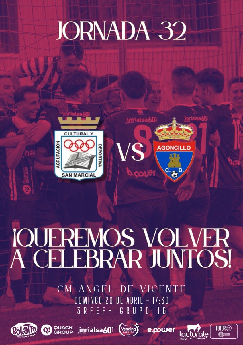 cdsanmarcial's tweet photo. 3 RFEF | Jornada 32

¡Queremos volver a celebrar juntos!

En el partido de la Jornada 32 nos jugamos mucho, y queremos sentir el apoyo de toda la afición. 

👉 Cada socio podrá traer un acompañante, que podrá adquirir su entrada por solo 5€.
 
+1 hilo https://t.co/246LORcBCr