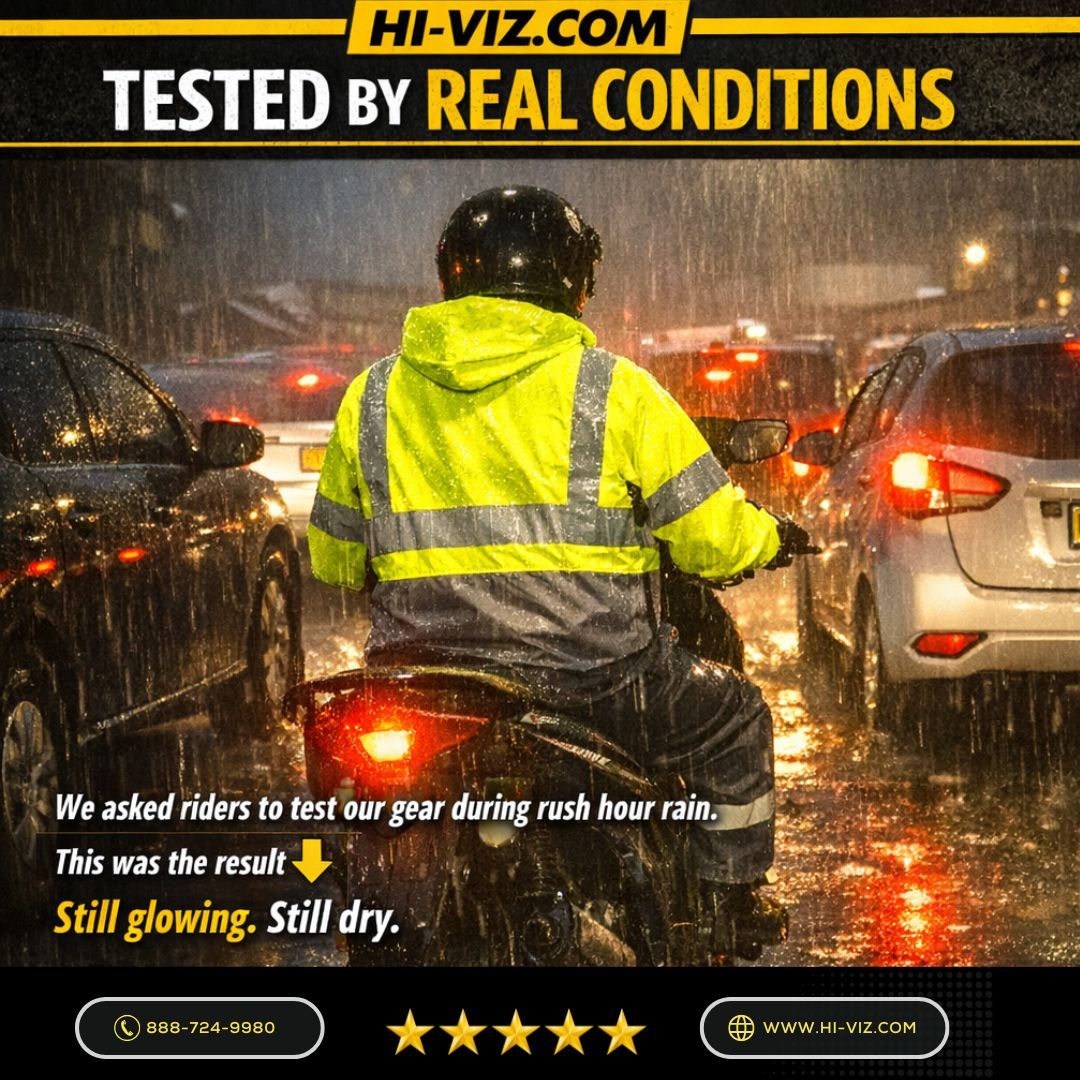 HiVizSafety's tweet image. Tested by real conditions.

Real riders. Real rain. Real traffic.
We put our hi‑viz rain gear to the test during rush‑hour downpours—and the results spoke for themselves.

Shop now 👉 hi-viz.com

#HiViz #RoadSafety #StayVisible #AllWeatherGear