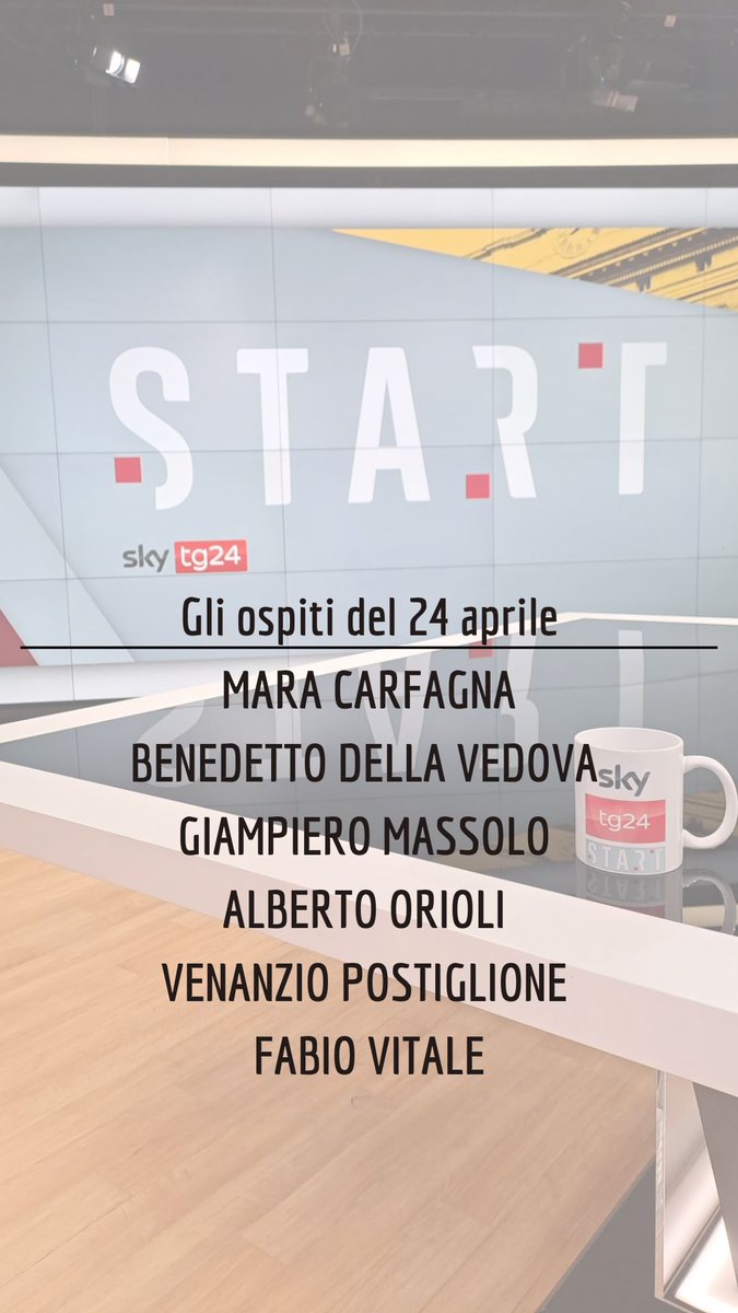 giopank's tweet image. Domani a #Start saremo con @mara_carfagna, @bendellavedova, Giampiero Massolo @UniLUISS, @orioli_alberto, @venanzio_post e con il nostro direttore @vitale_f. 
Come sempre dalle 9:30 su @SkyTG24. Vi aspetto!