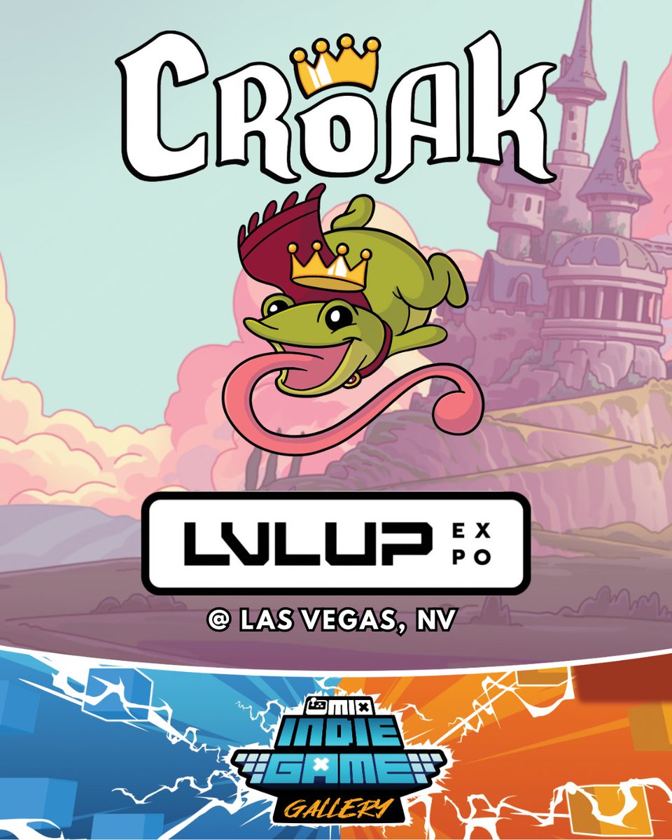 WoodRunnerGames's tweet photo. Croak is coming to @LVLUPEXPO 2026 this weekend! April 24 to 26 🕹️

Come find us at our booth in the MIX ( @indieexchange ) area where you’ll be able to play an exclusive DEMO! It’s time to embrace your inner frog 🐸

📍 Las Vegas Convention Center
#lvlupexpo2026 #mediaindieexchange #indiegame #croak