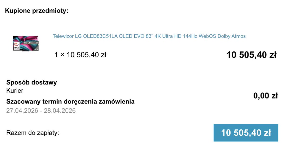 hernas's tweet photo. @M_Mynarski @kosa64 @paweloko G5 ma lepszy peak brightness i lepsza matryce przez ten RGB layer ale czy to jest warte różnicy 4.5k... dla mnie nie :D *wrzucam proof kupna https://t.co/na3pjZTdxI