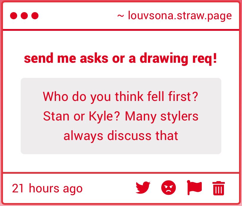 Awwww man I’m a sucker for “Kyle fell first but hides it bc he doesn’t think Stan would ever reciprocate” truther! Especially when it’s paired with “Stan’s been in love for forever but he doesn’t figure out it’s romantic love until much later”