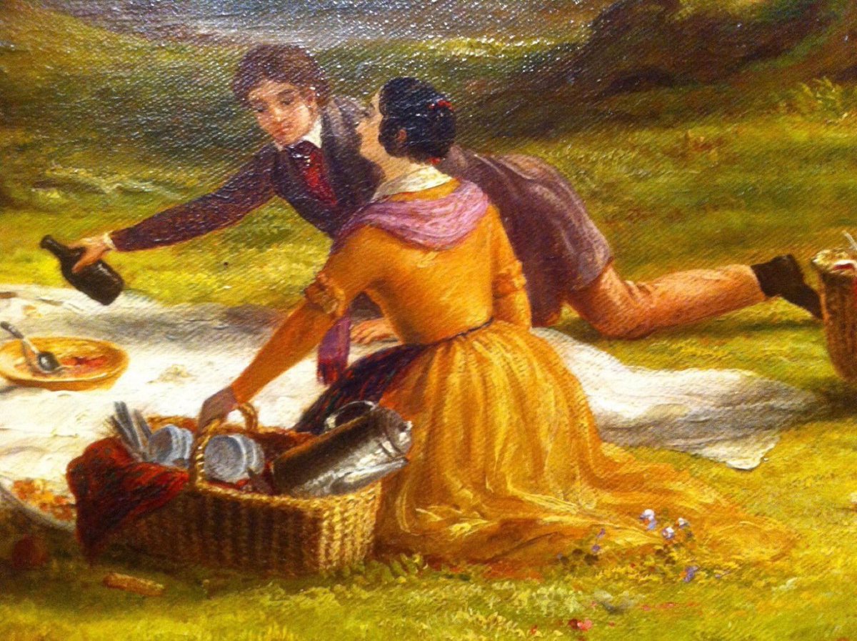 GGoodtaste's tweet image. #NationalPicnicDay calls for a bit of a virtual sip as it is getting so warm out!
Detail The Picnic Day, Cole, 1846 Amer., oil @brooklynmuseum via HT @gjeni_u 
#ThursdayThoughts #PicnicDay 🌷