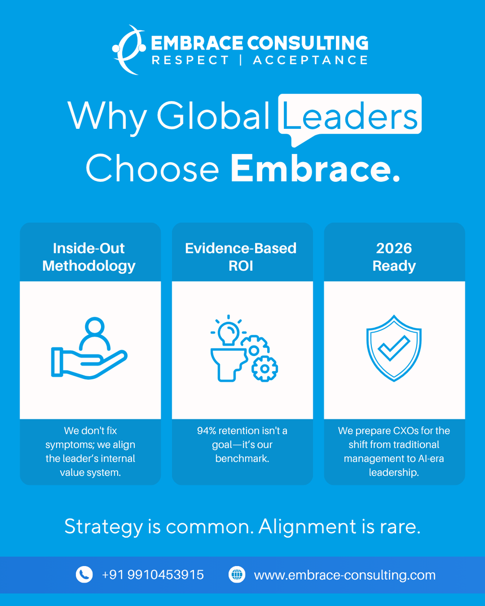 EmbraceConsult's tweet image. Why work with Embrace Consulting? Because "Standard Training" is no longer enough.

The business landscape of 2026 doesn't reward those who just manage tasks. It rewards those who inspire people and navigate complexity with clarity.

#WhyEmbrace #LeadershipExcellence #Executive