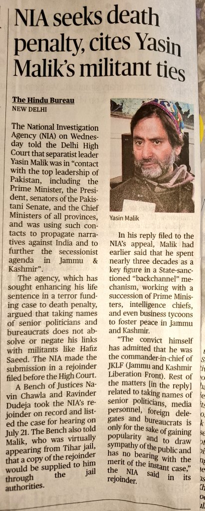 Advocateklp's tweet image. NIA Seeks Death Penalty,Cites Yasin Malik's Militant Ties. 
#NIA
#YasinMalik
#DelhiHighCourt