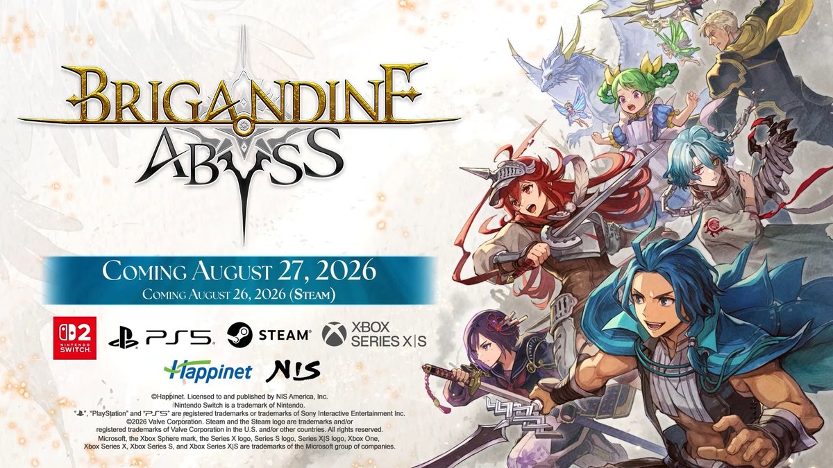 RPGSite's tweet photo. Brigandine Abyss launches on August 27 for PlayStation 5, Xbox Series X|S, and Nintendo Switch 2. It launches on August 26 for Steam: https://t.co/PUpF2uvO55 https://t.co/zRq0RDPodt