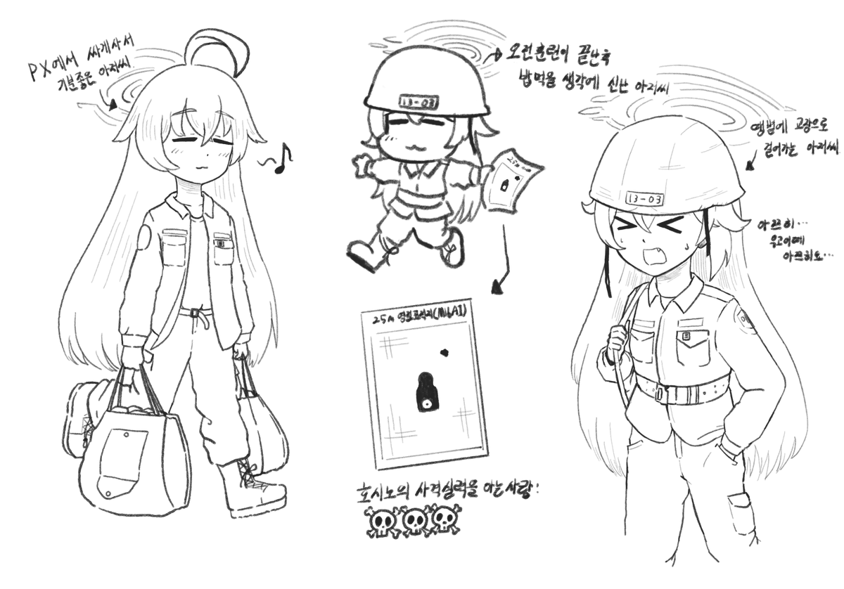 예비군 끝나고 호시노 낙서하기
예비군 간 아저씨 낙서
#ブルアカ