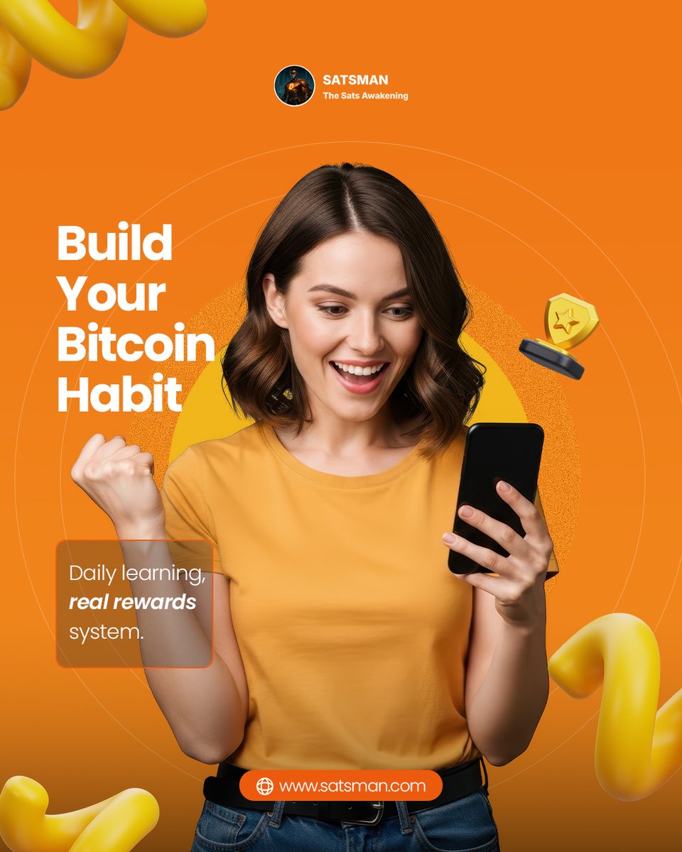 satsman's tweet image. Ready to take your Bitcoin knowledge to the next level?

With Satsman, you can learn daily and earn real rewards in the process!

Start building your Bitcoin habit today! 🚀

👉 satsman.com

#Bitcoin #Satsman #CryptoRewards #BitcoinHabit #CryptoLearning