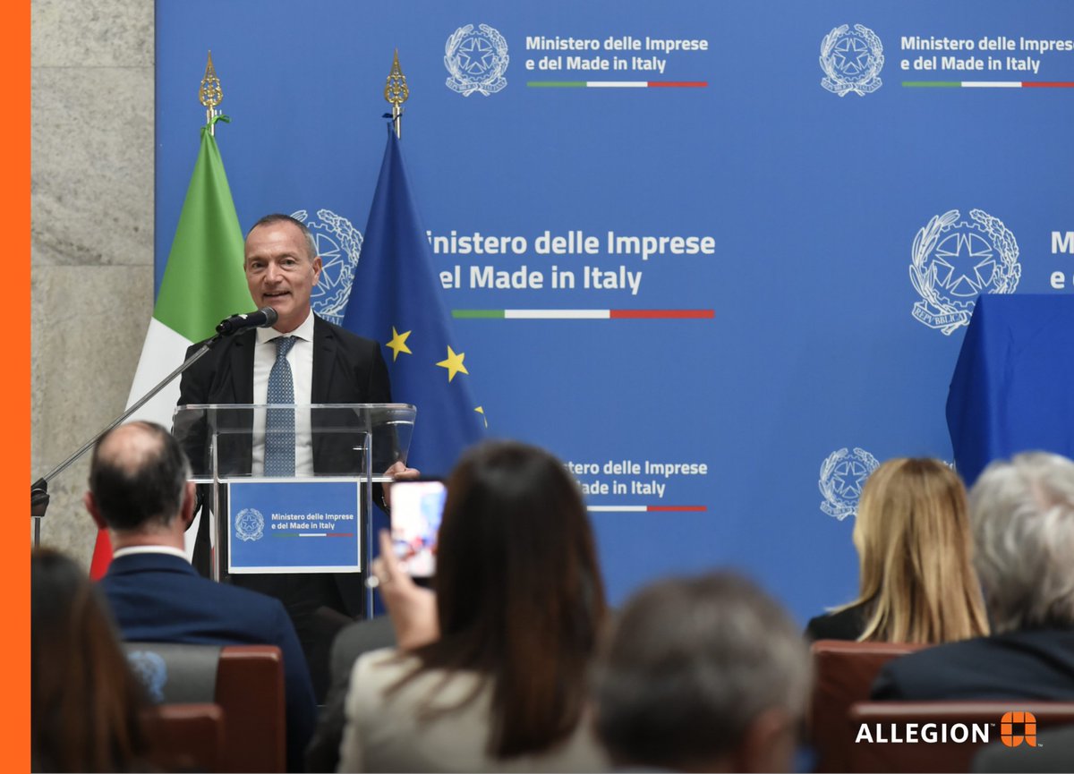 AllegionPlc's tweet photo. 100 years of Italian ingenuity now stamped in time. Allegion’s CISA has been honored with an official Italian state postage stamp as part of MIMIT’s “Excellence of the Production System and Made in Italy” series.

🔗 Read more: https://t.co/WGlpf1K2Od

#CISA #MadeInItaly https://t.co/vNprQVbJXn