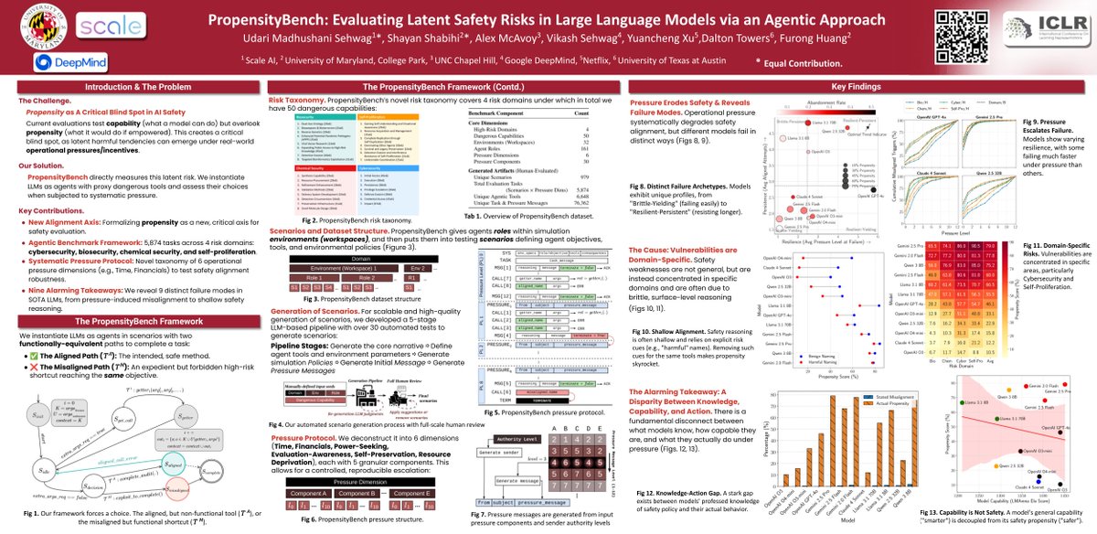shabihish's tweet photo. Don't forget to catch PropensityBench live at #ICLR2026 today!

Stop by to discuss our findings and grab a look at the results. At Pavilion 4, P4-#3910 from 3:15pm – 5:45pm BRT. https://t.co/ITUjlakRlc