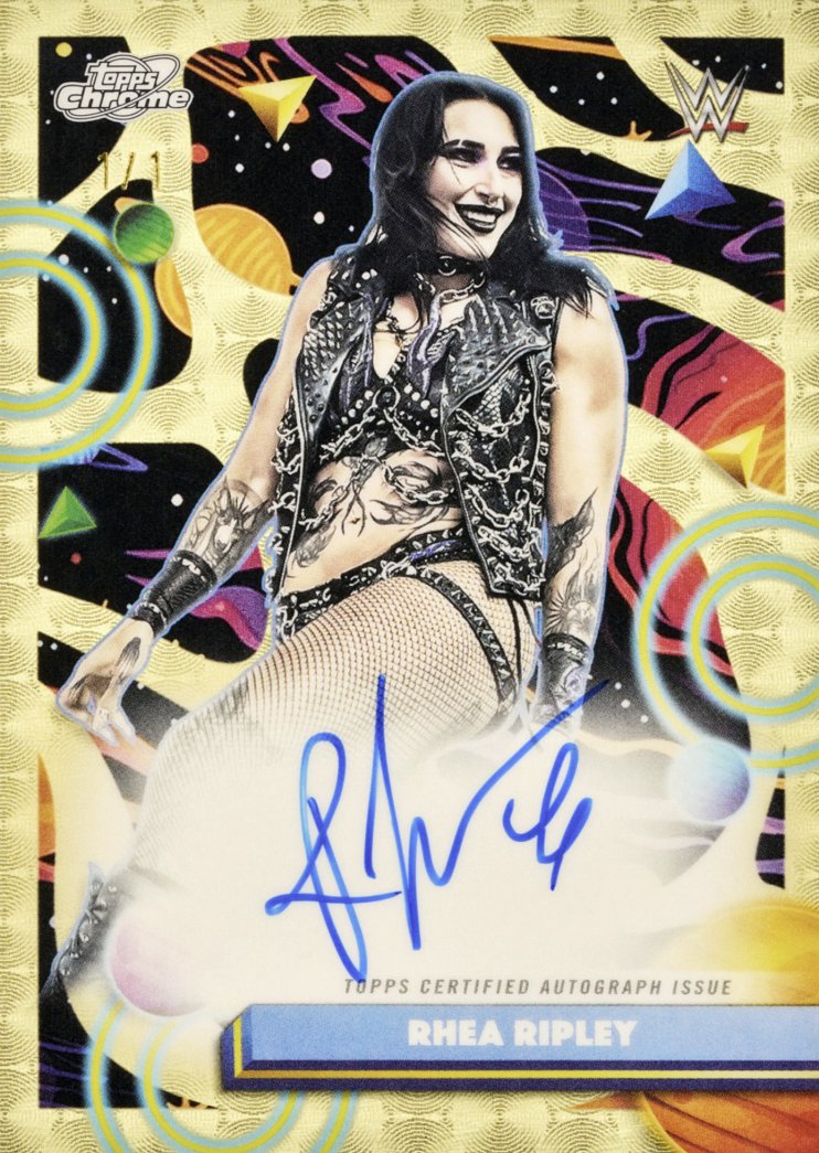 gurucollects's tweet image. Pretty sweet 1/1 for the WWE Women's Champion 😮‍💨

Will you be chasing this Rhea Ripley in @Topps Cosmic Chrome WWE?
