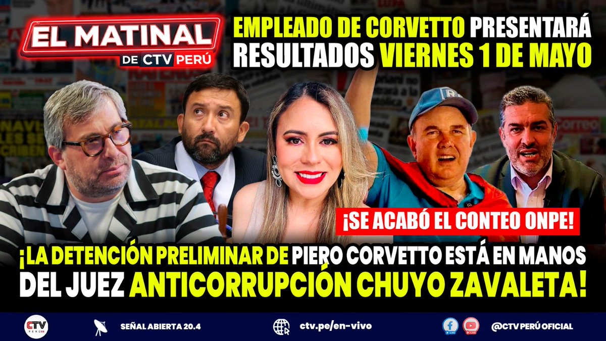 ¡LA DETENCIÓN PRELIMINAR DE PIERO CORVETTO ESTÁ EN MANOS DEL JUEZ ANTICORRUPCIÓN CHUYO ZAVALETA! ES EL MISMO JUEZ QUE RECHAZÓ LA PRISIÓN PREVENTIVA CONTRA LA CORRUPTA DE ODEBRECHT  SUSANA VILLARÁN Y LA MANDÓ A SU CASA PARA QUE NADARA EN SU PISCINA. LO DIJIMOS A LAS 9 AM HOY!
