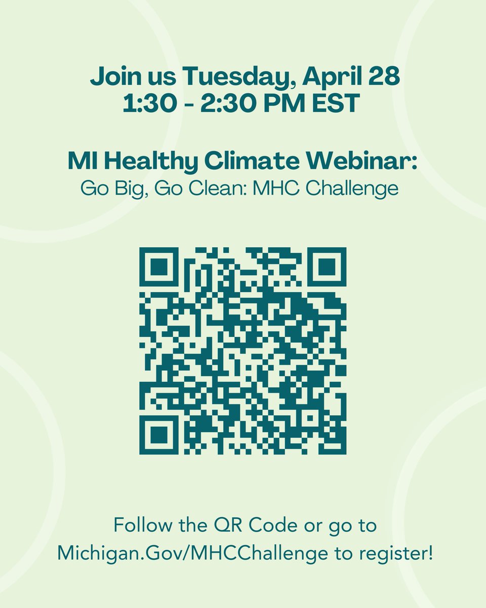 MichiganEGLE's tweet photo. Now launching #MIHealthyClimate Challenge #4 — Go Big, Go Clean!

This new funding opportunity supports feasibility studies that help Michigan industries evaluate real-world decarbonization strategies.

Webinar, Apr 28: https://t.co/DC9QN6YjuE
Learn more: https://t.co/R4jiXvcz4a https://t.co/HBQtTys0WX