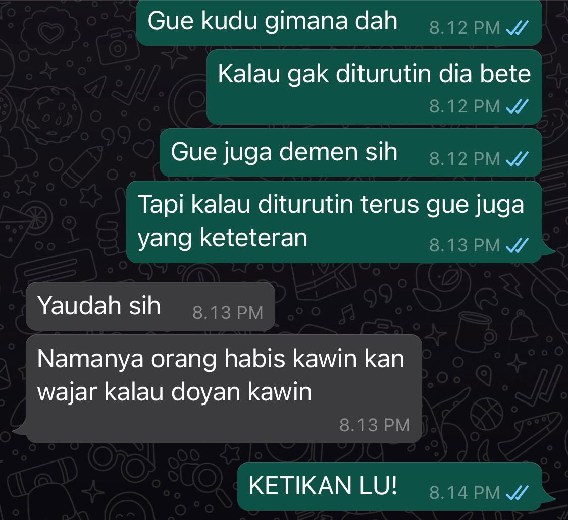 Enaknya dijodohin 

Tonnen few tweets 21+ au