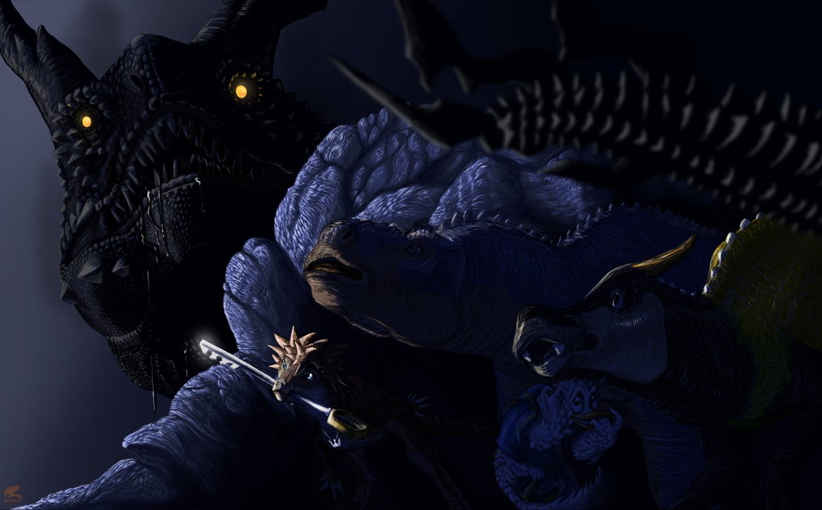 Kingdom Hearts if it crossed over Disney's Dinosaur - commission