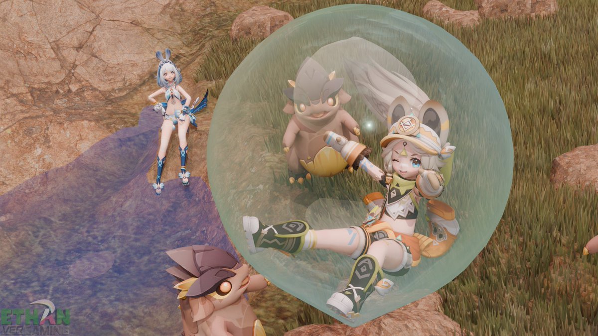EthanVerGaming's tweet photo. Happy Belated Birthday to the young warrior from the Children of Echoes, #Kachina
being in a #bubble and played like a ball by #Tepetlisaurus Whelps
Models provided by JohnSlaughter https://t.co/gTPyHU7nc3
#カチーナ生誕祭2026 #原神 #GenshinImpact #bubbles #Saurians #bubbled https://t.co/dXq6QLM3Ln