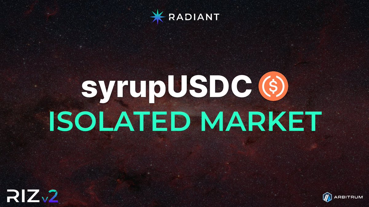 RDNTCapital's tweet photo. Your yield-bearing dollar assets can work harder.

@maplefinance's syrupUSDC is Maple's yield-bearing USDC wrapper, it earns yield from Maple's institutional lending activity while sitting in your wallet. Now it has its own isolated market on RIZ v2.

Deposit it to borrow USDC — your underlying yield keeps running while your capital does more.

Or deposit USDC to earn yield from the market.