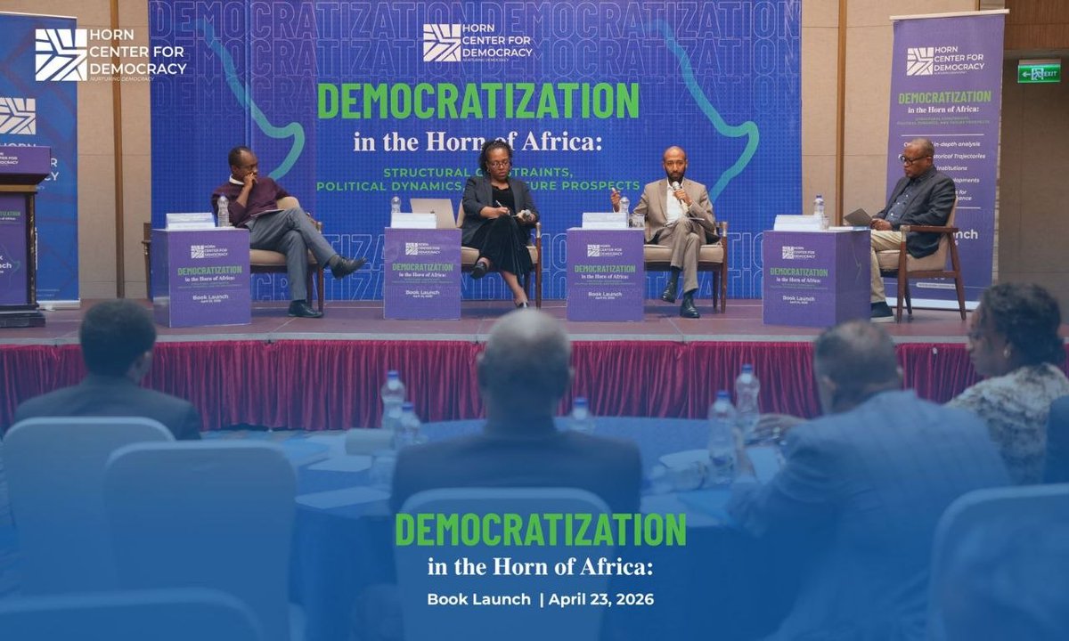 HC4Democracy's tweet image. Third session 💡
Panel featuring our policy brief "Conflict Dynamics in the #HoA &amp;amp; Implications for Democratization" Joined by @MercyFekadu @WinluckWahiu, Dr Semir &amp;amp; Dr Dereje. Discussions: Stronger states + aligned regional efforts &amp;amp; shift investment from conflict to democracy.