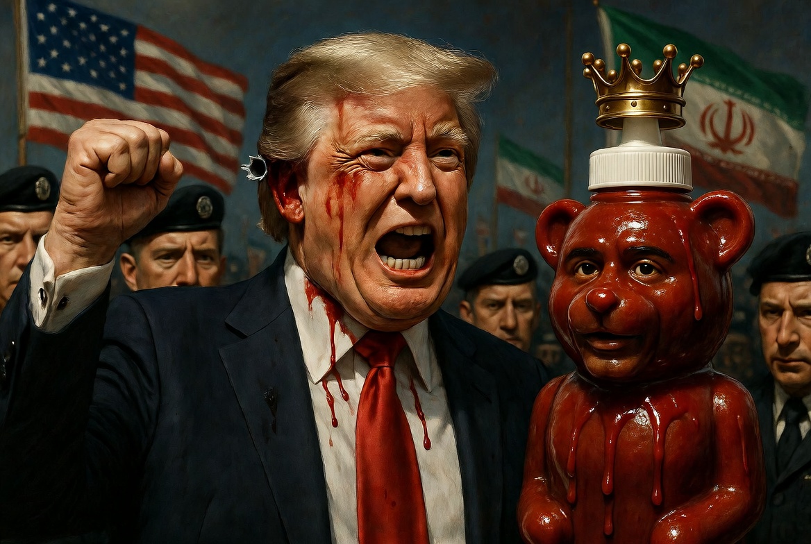 alirezabdi's tweet photo. @MitraHejazipour tremp spent good money on the staged theatrical show, pehlevi could not afford a staged show, so they threw his favorite product at him: ketchup. he will always be the ketchup king. https://t.co/MssMDUB5FF