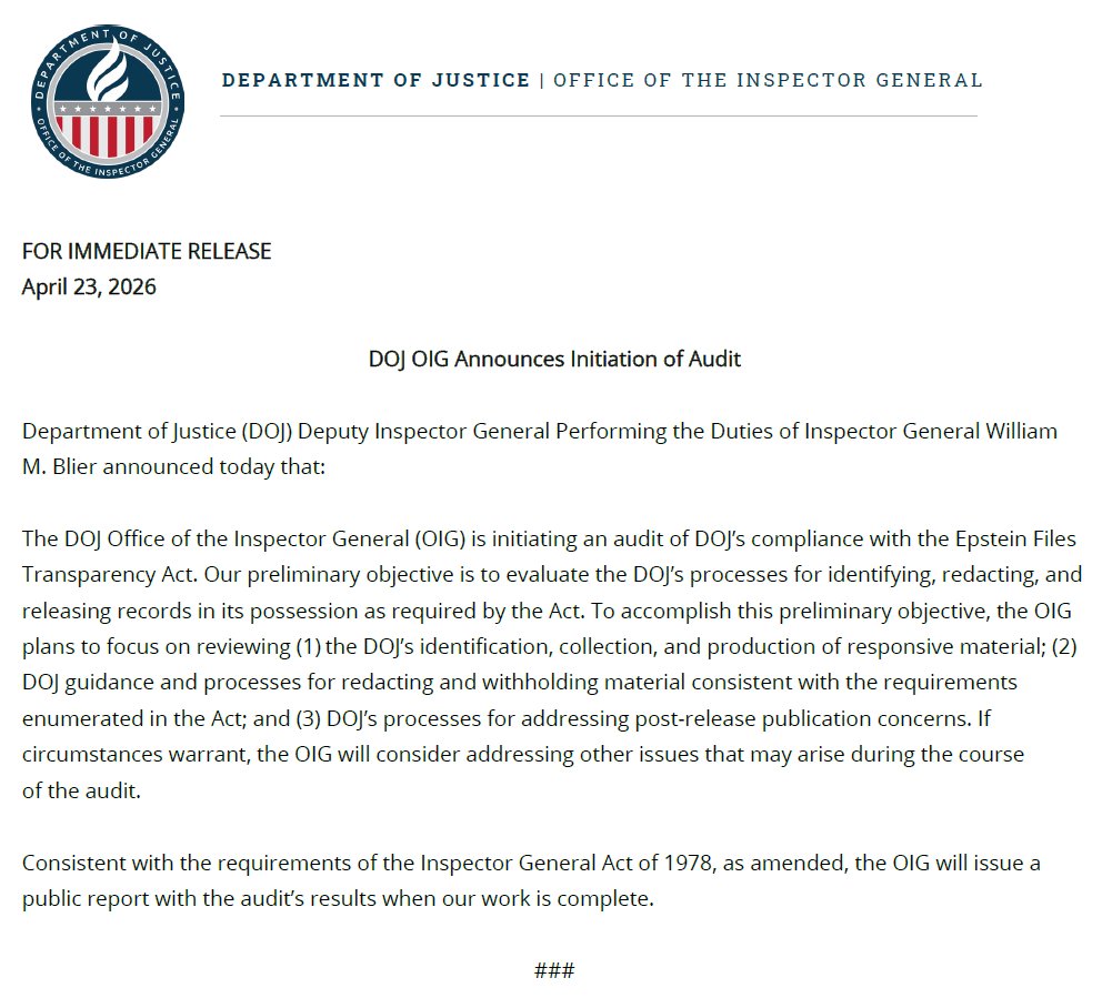 DOJ Inspector General tweet media