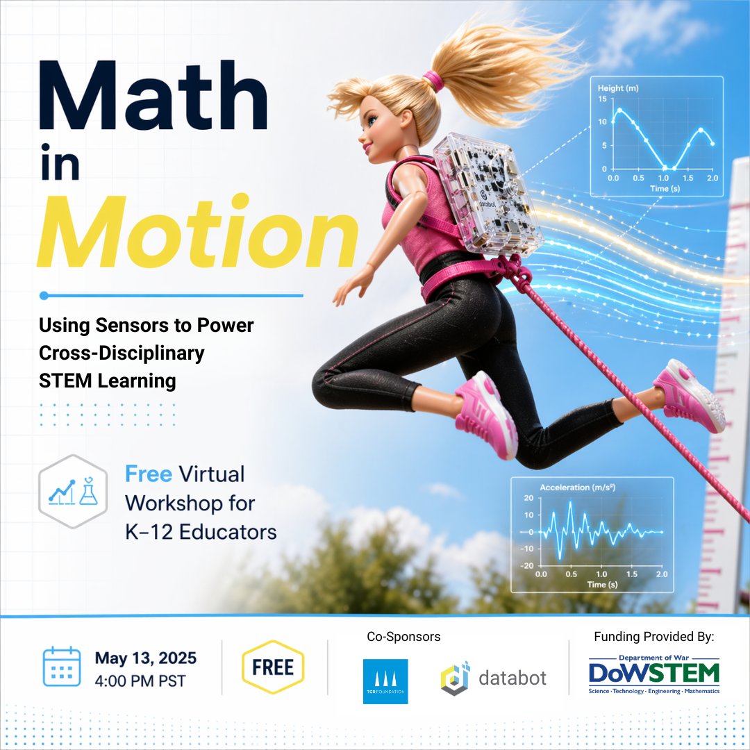 Databot6's tweet image. What if math could move? 📊

Join “Math in Motion” – a FREE virtual workshop for K–12 educators.

✔ Real-world data
✔ Desmos modeling
✔ No special equipment

May 13 | 4PM PST

Register:
na2.hubs.ly/H052lLP0

#STEMeducation #EducationInnovation #K12STEM #TeacherResources