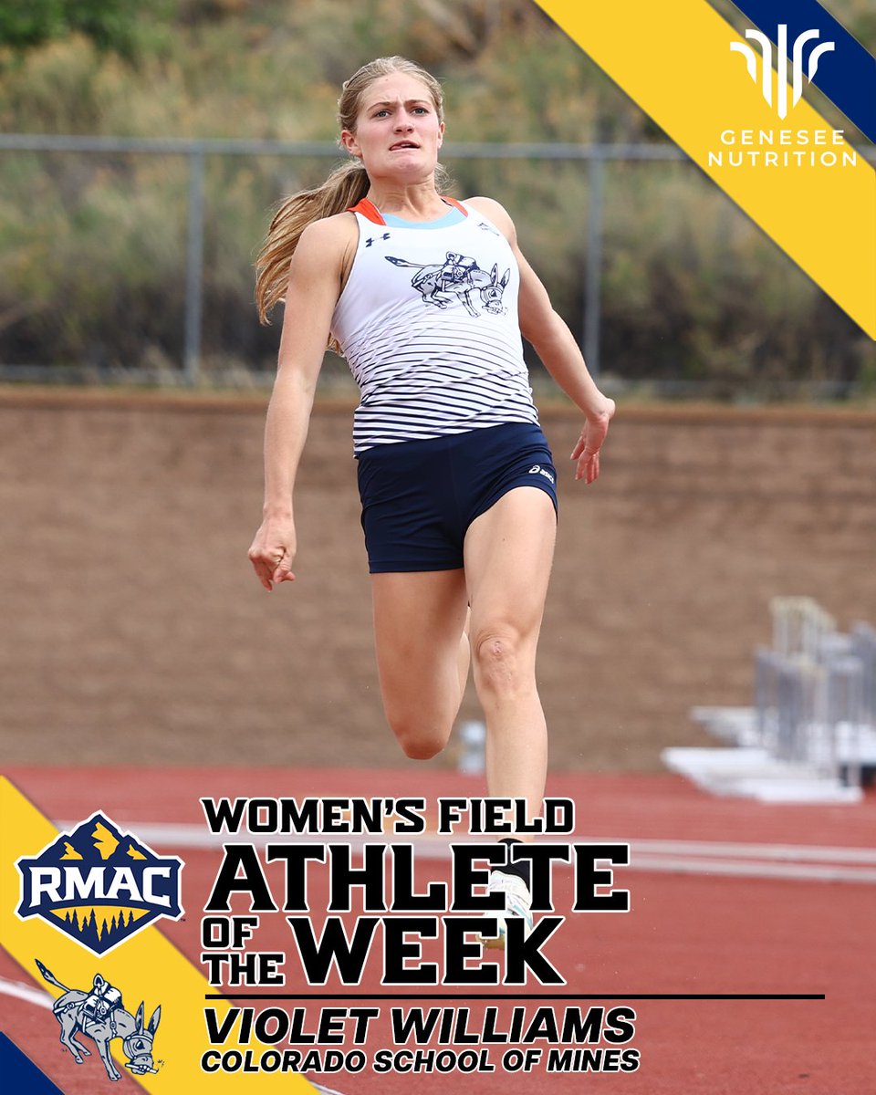 RMAC_SPORTS's tweet photo. Colorado School of Mines' Violet Williams is your RMAC Women's Field Athlete of the Week, presented by Genesee Nutrition!  

🗞️:  https://t.co/eUGWDJvKHY

#EverythingElevated | @GeneseeProtein | @CSMtrack https://t.co/EAxqH9dIiA