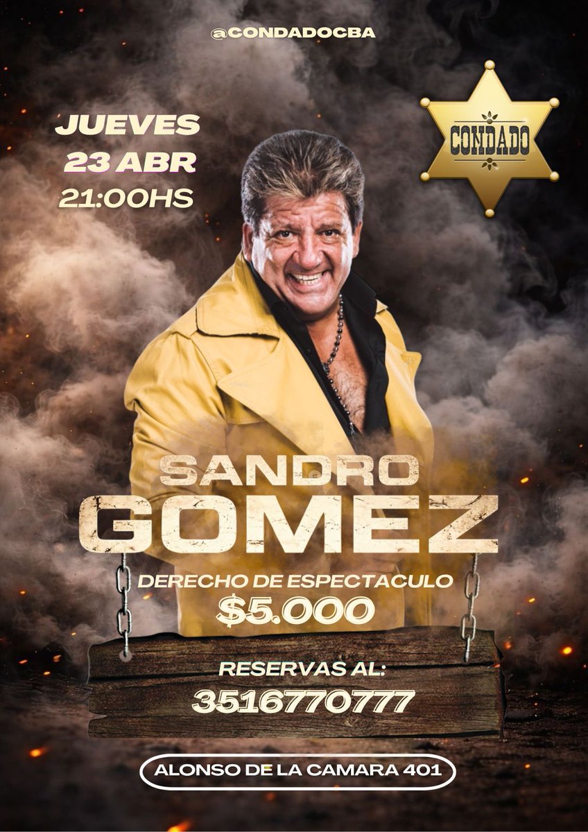 InfEspectCbaok's tweet image. Hoy 21:00 hs #SandroGomez en #Condado

📲Reservas al 3516770777 

#Cuarteto 
#Córdoba 
#Argentina