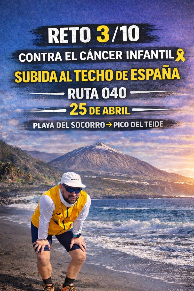webtenerife's tweet photo. Tenerife vuelve a ser escenario de un reto con propósito.💙

Daniel Caballero afronta el Reto 3/10 contra el cáncer infantil el próximo 25 de abril, con una subida muy especial desde la playa del Socorro hasta el pico del Teide. https://t.co/l9cFlLDxiA
