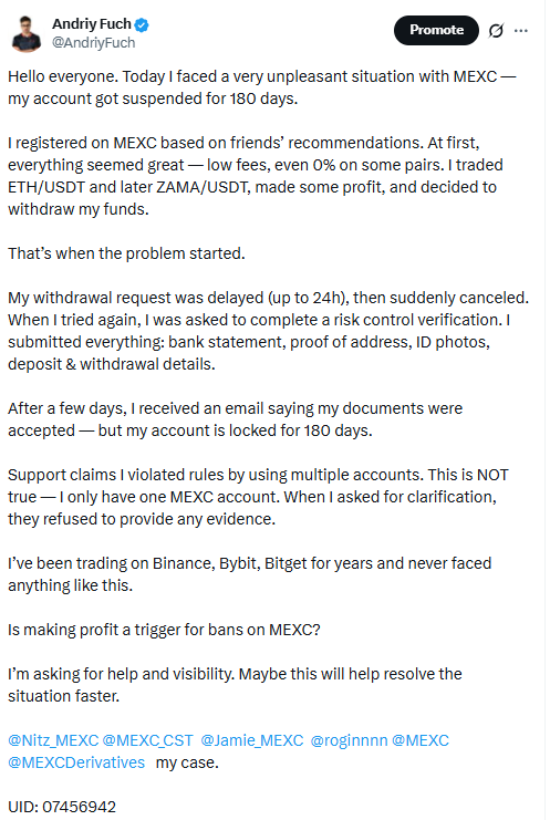 AndriyFuch's tweet photo. @Jamie_MEXC can you help to speed up my process https://t.co/d5DUz2sWxQ