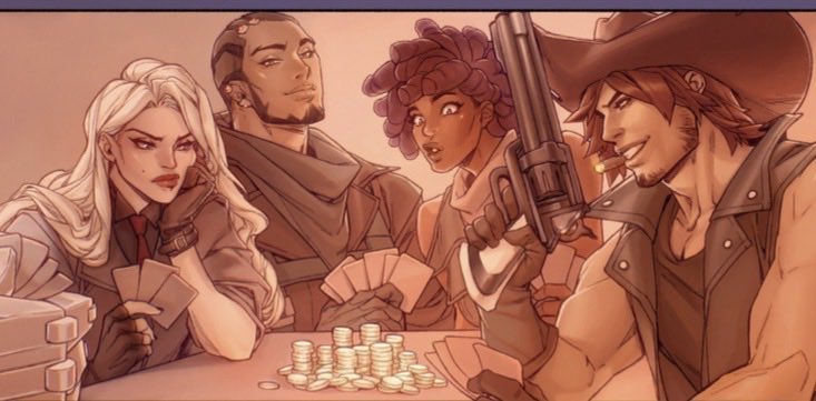 mushroomiiee's tweet image. A new image of some of the og deadlock members! 

Cassidy, Ashe, frankie and i assume Bez? Unsure though on the last one!