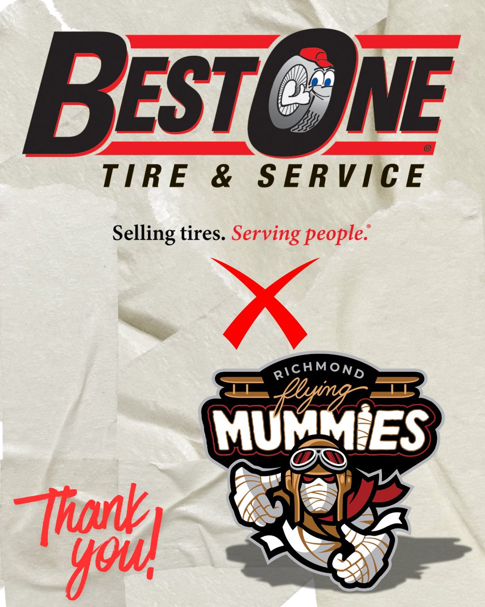 FlyingMummies's tweet image. Built to go the distance 🤝

The Flying Mummies are proud to partner with Best One Tire &amp;amp; Service—keeping our team rolling all season long. 

Together, we’re driving success on and off the field. 🏁⚾️
#Unwrapped #Partnership #FlyingMummies