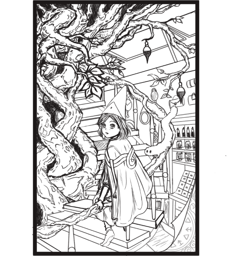 Nixalotle's tweet photo. This witch hat atelier sketch I'm working on just kind of scratches my brain and makes me happy. Also brushbuddies are the cutest design. https://t.co/vpQHw9bbE0