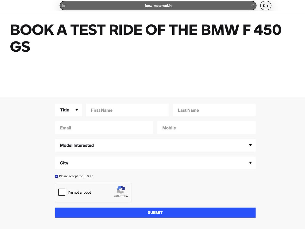 pdevakumar's tweet photo. How #BMWMotorrad treats Indian Customers second grade is evident in the BMW Website Data handling. 

In India, There is no T&amp;C link (Conditions not even disclosed; page looks like some Phishing site).

In UK/ Europe, Full policy is kept along with withdrawl option?

#F450GS https://t.co/hIPk2FBQW2