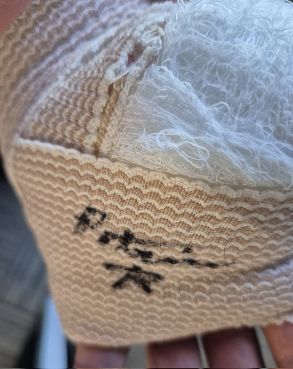 GSLLC's tweet image. I #work with goofballs, but I've learned in six years here to pick my battles. If signing my bandage (?!) doesn't hurt me, it's easier not to resist. I remove the bandaging and gauze Saturday. 🤷‍♂️ #surgery