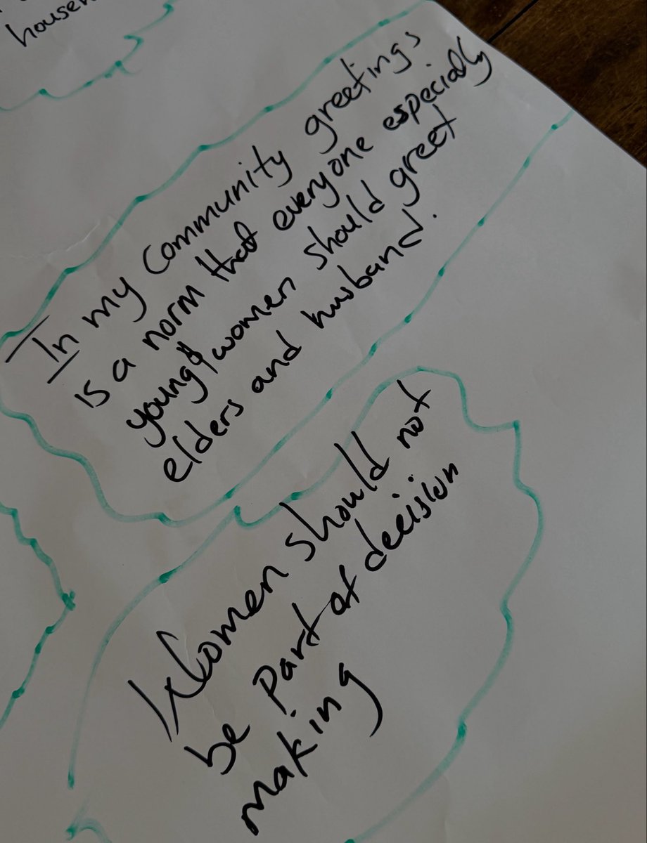 WomenInLiberat1's tweet photo. We are rolling out our #GTA program with MDFTs in #CRR & #URR embedding gender‑transformative principles in community prevention & response.
Photos 👇🏾 show gender norms participants shared from their communities.
We’re unpacking how these shape men, women & society @BaldehF https://t.co/Tp5vqeyFft