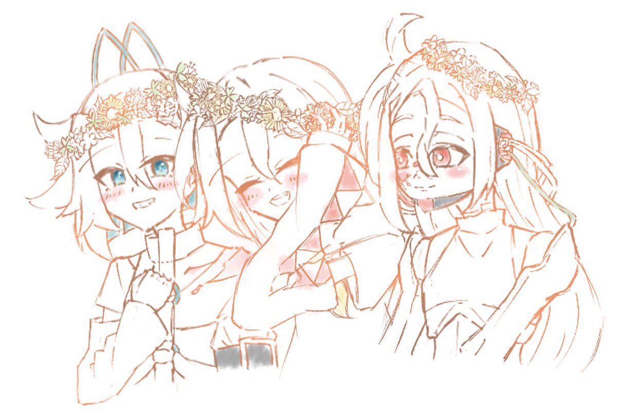 #にしなーと  #NISHINA_CREATE 
そういえば3人一緒に描いたことなかったなーって