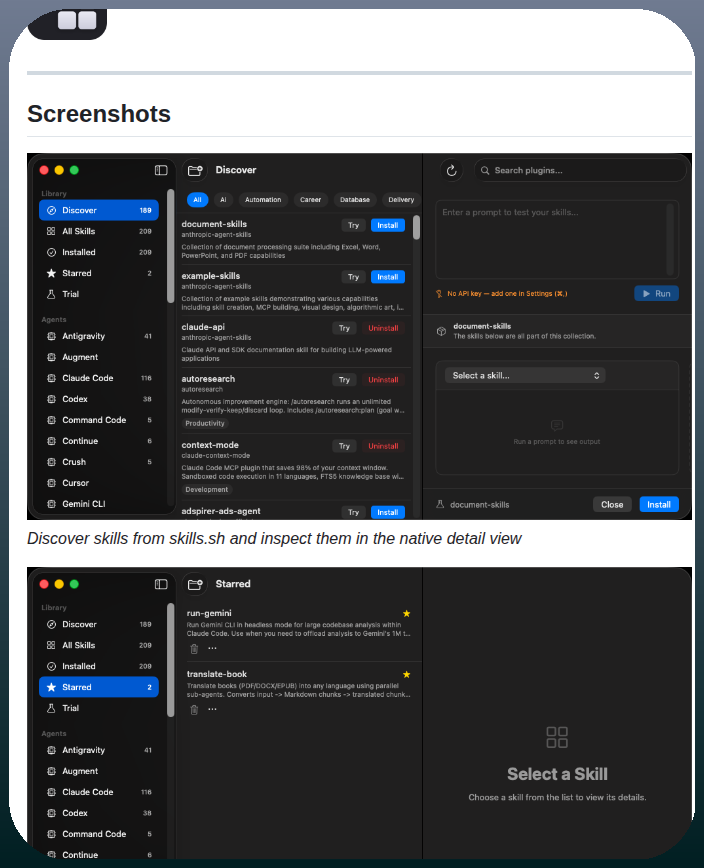 tom_doerr's tweet photo. macOS app to manage skills for multiple coding agents

https://t.co/VFBvt668uh https://t.co/9TV1kRKD52