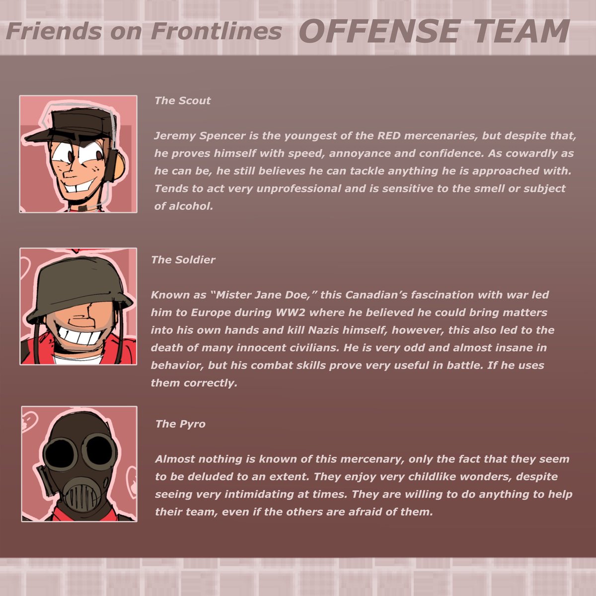 draws_bug98965's tweet image. (TF2 au)

MEET THE RED TEAM!!

#tf2 #teamfortress2 #tf2au #friendsonfrontlines
