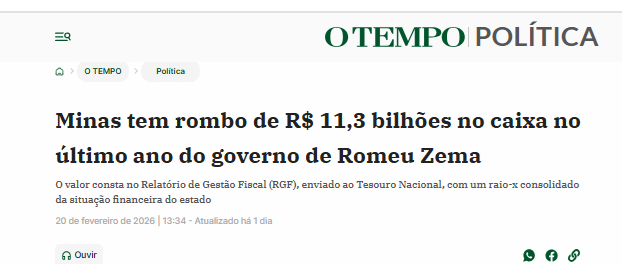 <a href="/em_com/">Estado de Minas</a> Brasileiro simples não dá desfalque de 11 bilhões no erário. Zema é analfabeto rico.