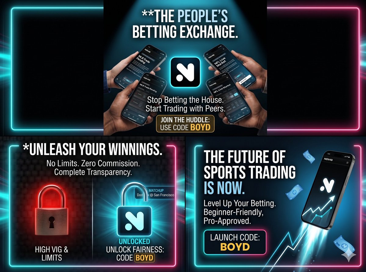 sportsdaytrader's tweet image. If you’re still paying vig, you’re donating money. Novig.us gives you TRUE prices, no limits, and works in 40+ states. 
Pros use it. Beginners should too. 
CODE: "BOYD" → bit.ly/NoVigCO
#novig #sbu
