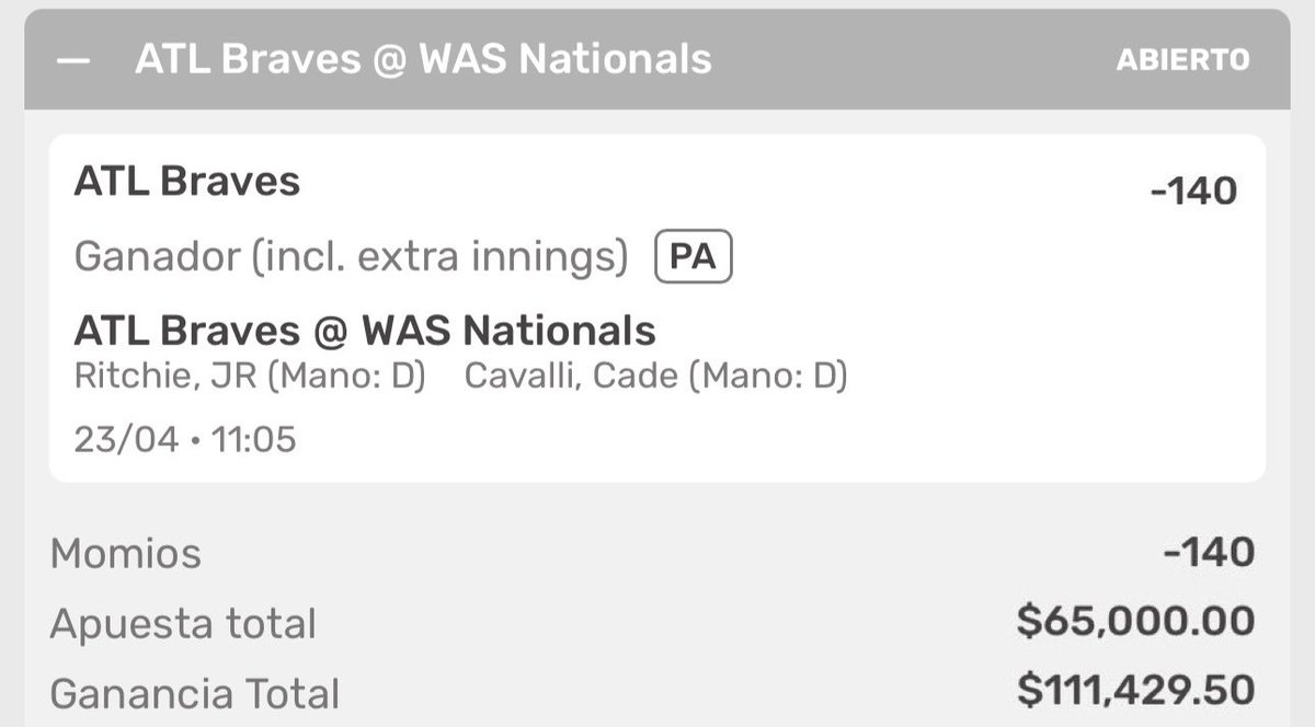 Si Braves gana regalaré $500 mxn a todos los que interactúen en este tweet ⚾️👇🏻

t.me/cristianrey0