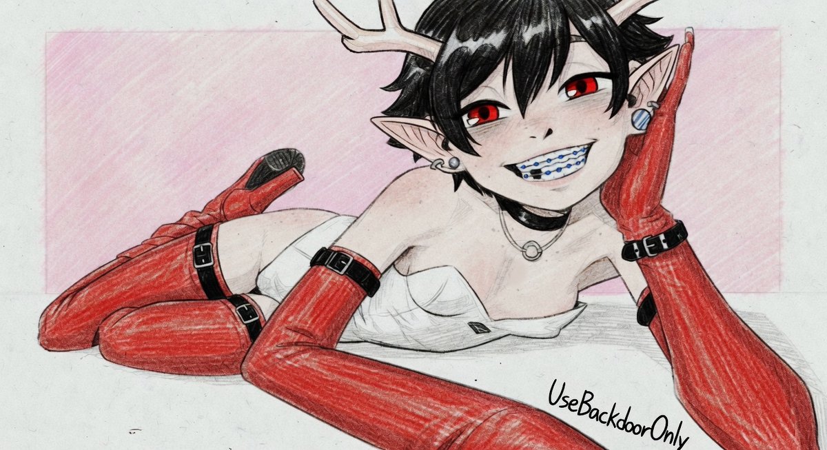 Hey fam  🦌✨
Original photo of my “draw this in your style” piece was blurry as hell, so I re-shot a clean version + cropped it to just the drawing. Much better, right?  
(Yes I traced most of it… I know, I know 😅 But it was still fun turning myself into this gremlin with the