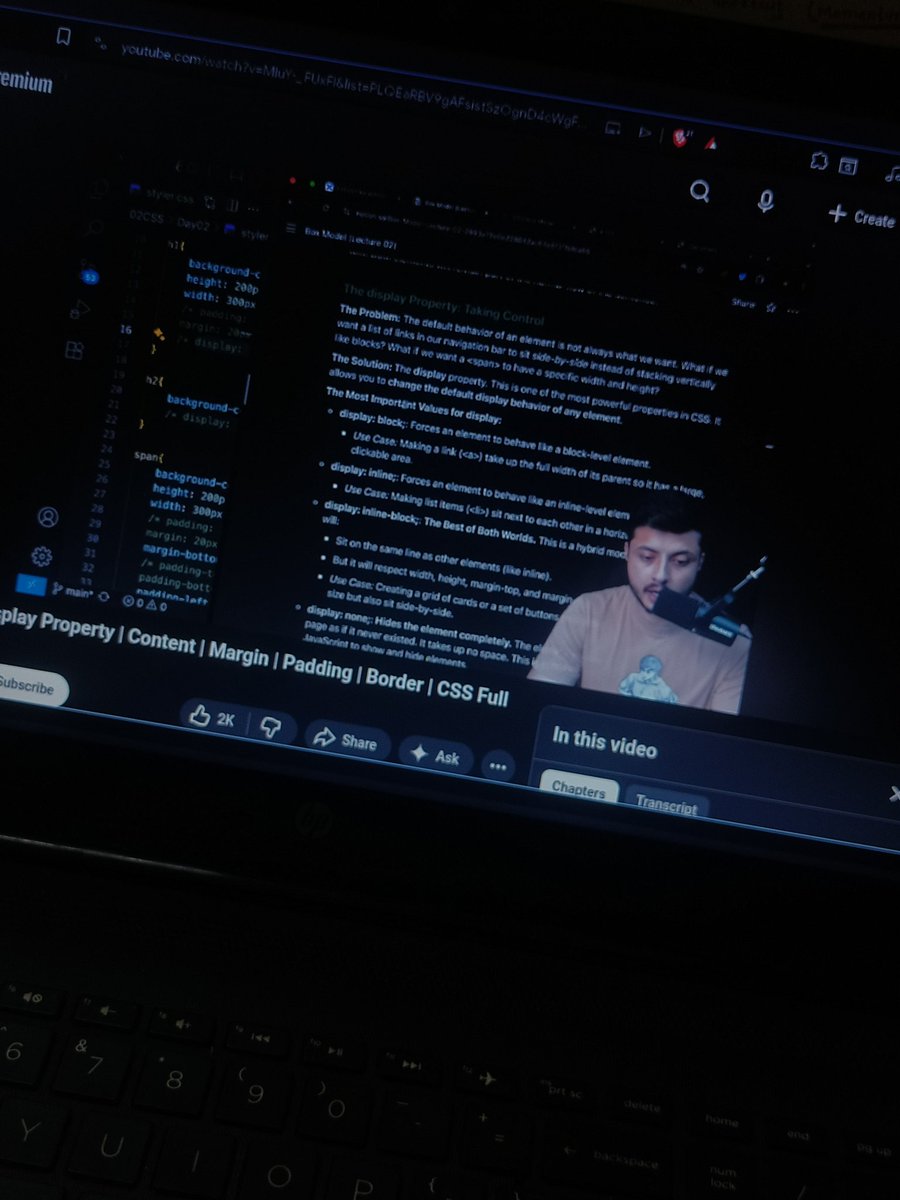 adiityavermaa's tweet photo. Day 8 of #100DaysOfCode ๐
Dived deeper into CSS today ๐ป
โ Box Model
โ Margin & Padding
โ span tag
โ Universal Selector
Finally understanding how spacing & layout actually work ๐ฅ
#WebDev #BuildInPublic #LearnInPublic
#LearnAndBuild #LearnDaily https://t.co/yb2mTaIHzz