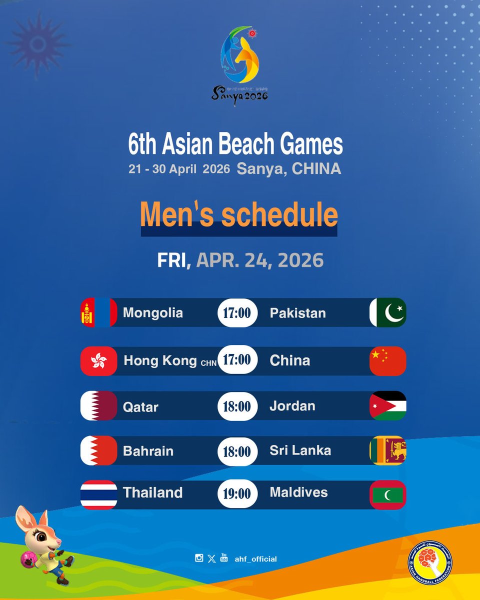 Ahf__official's tweet image. Day 3️⃣  Men’s Handball | 🤾🏖️

6th Asian Beach Games - Sanya 2026 

#asiangames