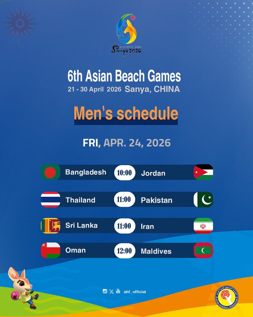 Ahf__official's tweet image. Day 3️⃣  Men’s Handball | 🤾🏖️

6th Asian Beach Games - Sanya 2026 

#asiangames