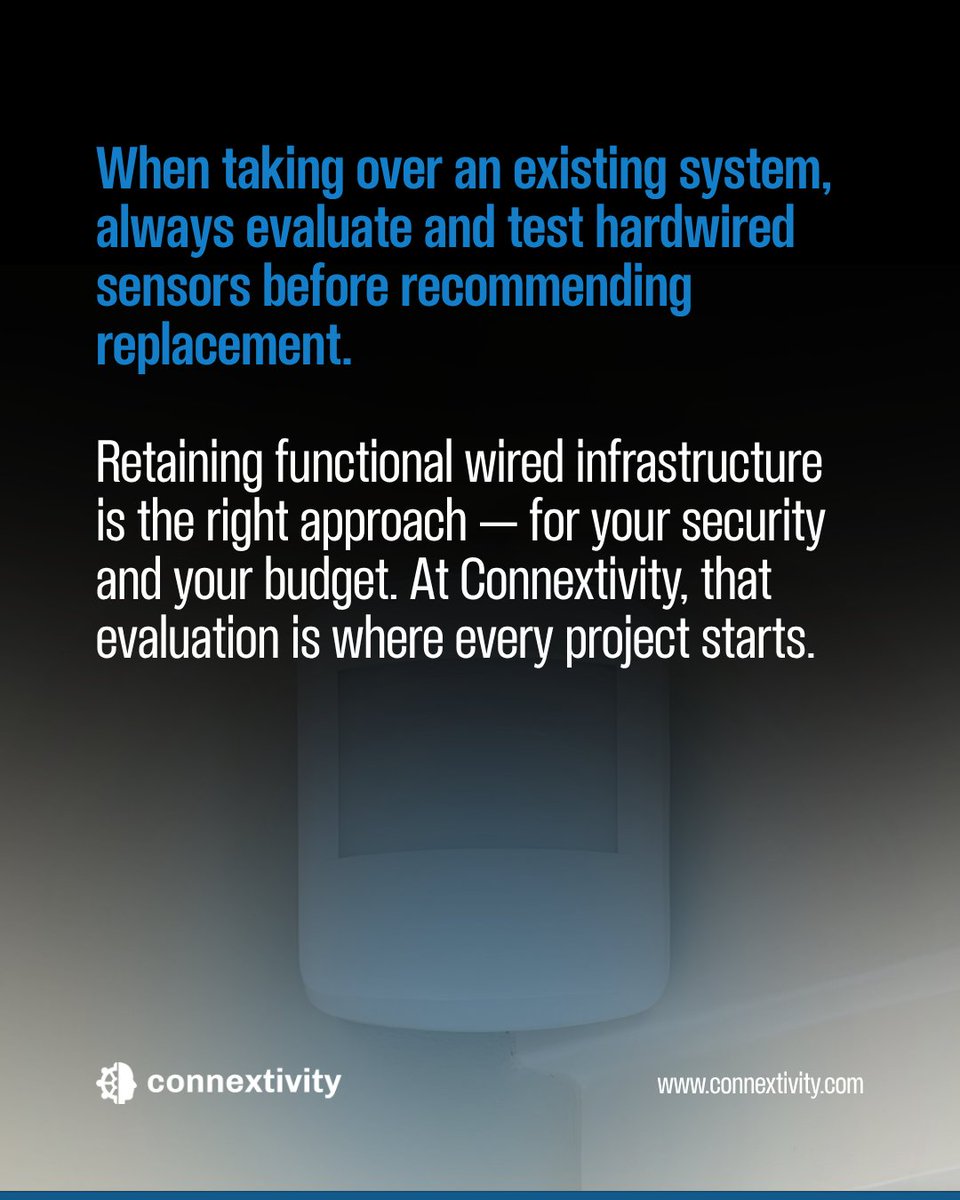 connextivity's tweet image. We test every existing sensor before recommending replacement.

Full breakdown at connextivity.com

#PhysicalSecurity #AlarmSystem #Connextivity