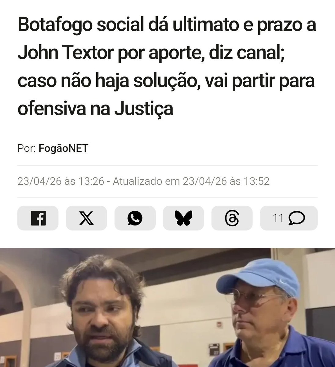 Não dá pra imaginar esse clube saindo do buraco com essa gente, o "ultimato" dos caras chega com 1 ano de atraso, é INACREDITÁVEL que essa liminar não tenha sido derrubada ainda e John Textor expulso pra sempre desse clube. NÃO tem homem nesse clube pra chamar a responsabilidade.