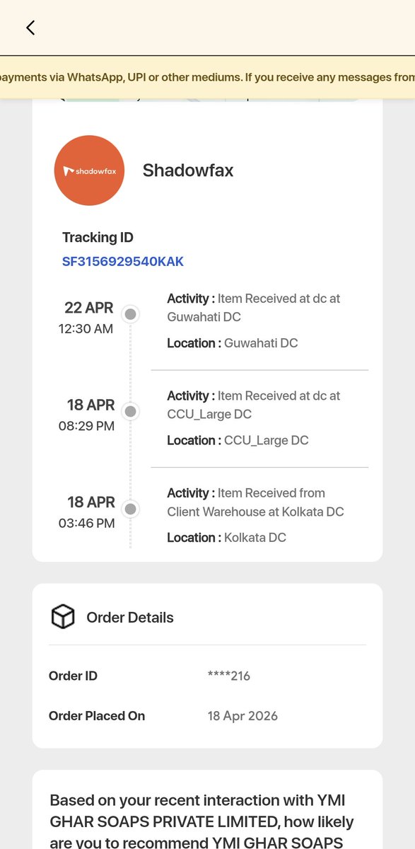 ArunThomas1982's tweet photo. @shadowfax_in hi, my package (SF3156929540KAK) is stucked in guwahati dc since 2 days. Kindly take initiatives to deliver it asap https://t.co/8tDPWlLGZD